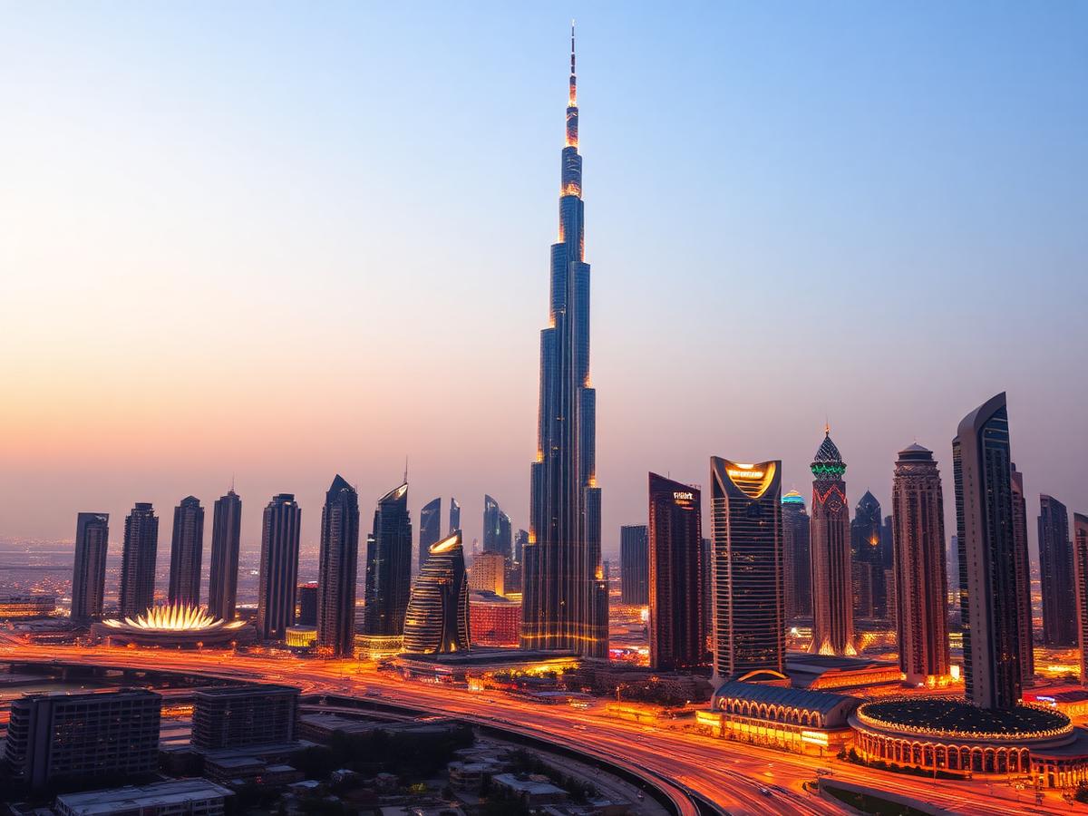 Dubai skyline at dusk